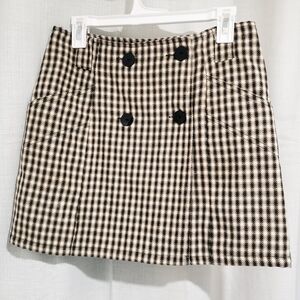 Plaid Button Wrap Skirt